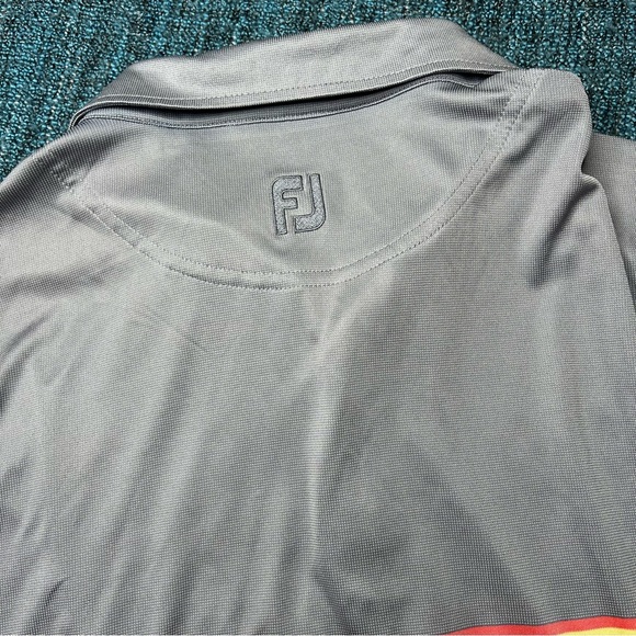 Footjoy Golf Polo Stripe Short Sleeve in Gray Neon - Picture 4 of 10